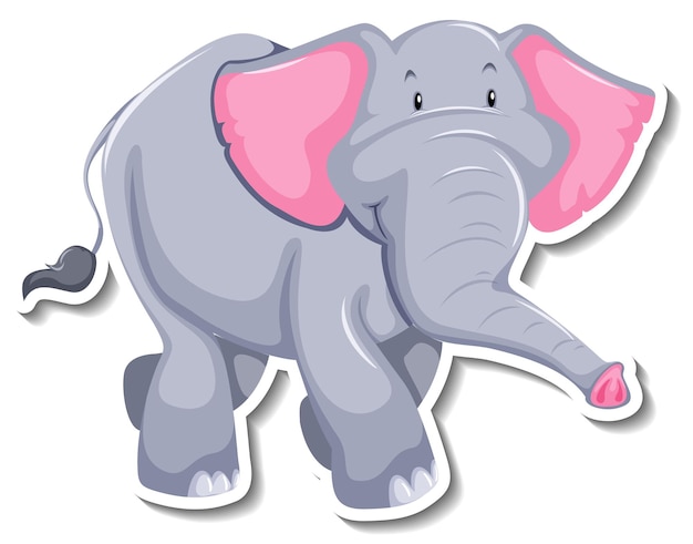 Gratis vector olifant stripfiguur op witte achtergrond