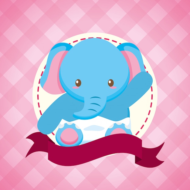 Olifant voor baby shower kaart