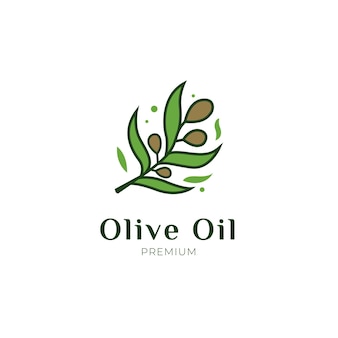 Olijfolie en olijftak logo-ontwerp