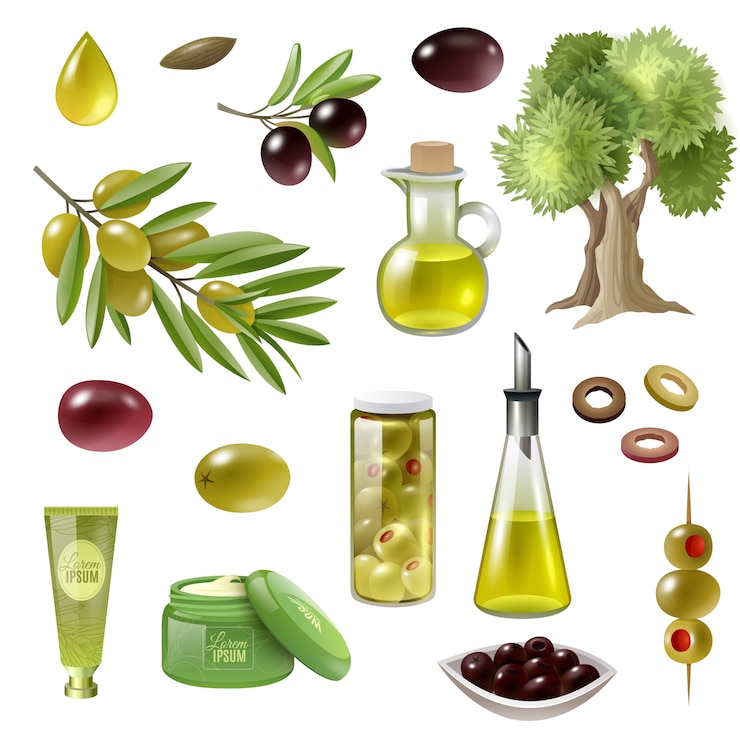 Gratis Vector olive cartoon set