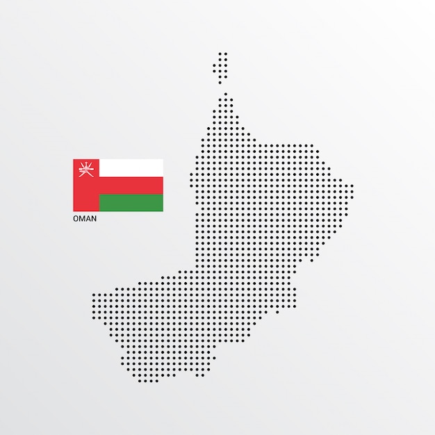 Gratis vector oman kaartontwerp met vlag en lichte achtergrond vector