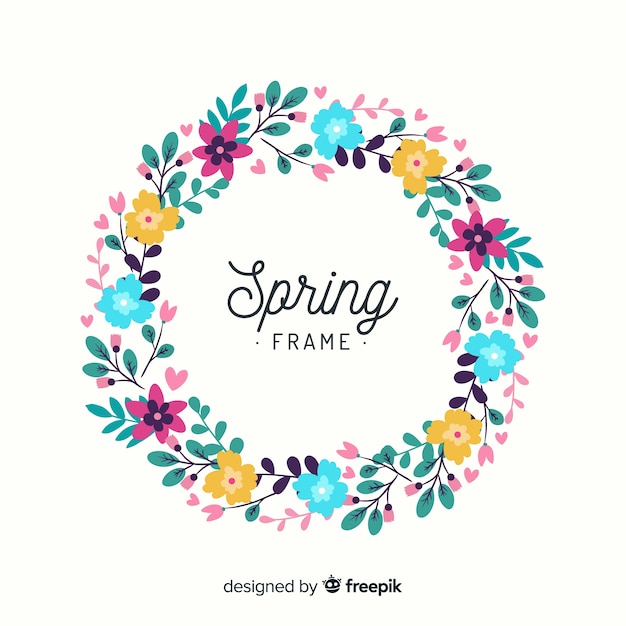 Gratis vector omcirkelde lente bloemenlijst