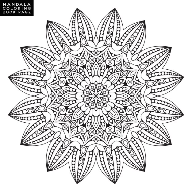 Omschrijving Mandala voor kleurboek. Decoratief rond ornament. Anti-stress therapie patroon. Weef ontwerpelement. Yoga logo, achtergrond voor meditatie poster. Ongewone bloemvorm. Oosterse vector.