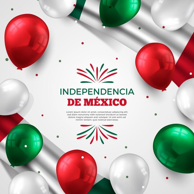 Onafhankelijkheidsdag van mexico achtergrond met realistische ballonnen