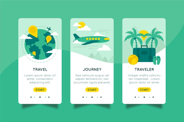 Onboarding-app voor reizen concept