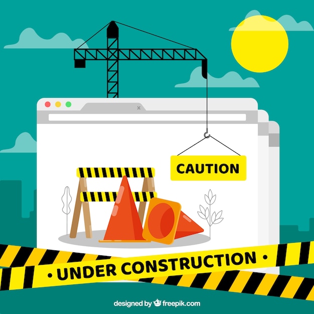 Gratis vector onder constructie sjabloon in vlakke stijl