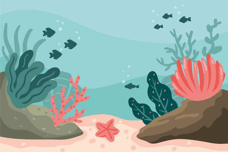 Gratis Vector onder de zee achtergrond voor videoconferenties