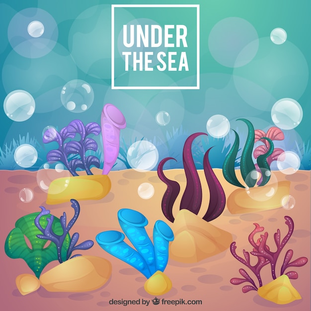 Gratis vector onder de zee achtergrond