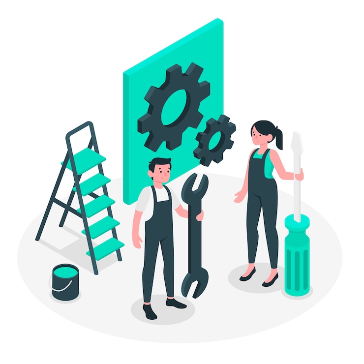Gratis Vector onderhoud concept illustratie