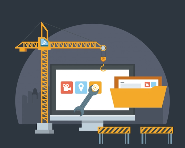 Gratis Vector onderhoudsondersteuning van het technologie-apparaat