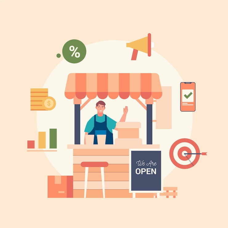 Gratis Vector ondersteuning van lokale bedrijfsconcept