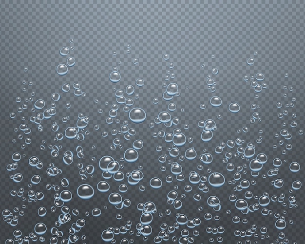 Onderwater fonkelende luchtbellen opstijgend van de zeebodem naar het transparante oppervlak
