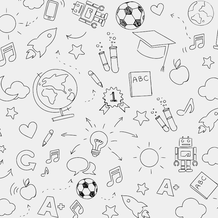 Gratis Vector onderwijs achtergrond patroon in doodle stijl