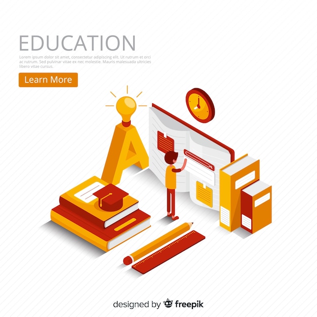 Onderwijs concept isometrische achtergrond