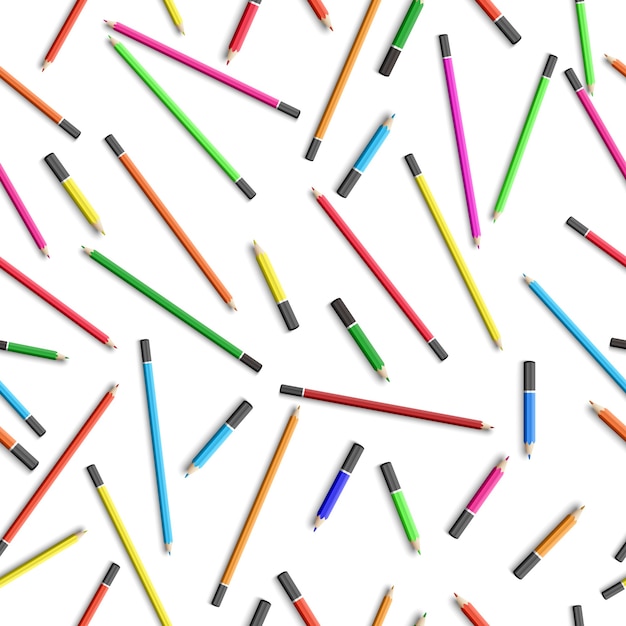 Onderwijs naadloos patroon met kleurrijke potloden