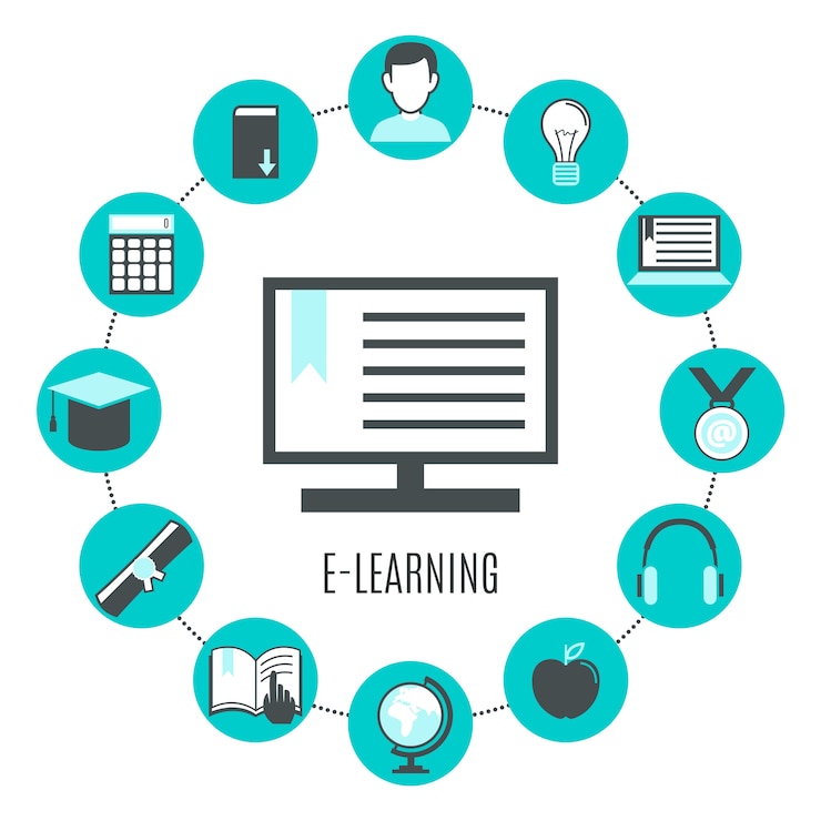 Gratis Vector onderwijs op afstand icon set
