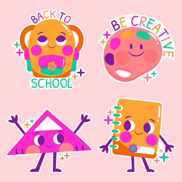 Gratis vector onderwijs stickers collectie