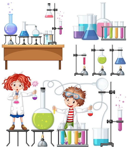 Gratis vector onderzoeker experiment in het laboratorium