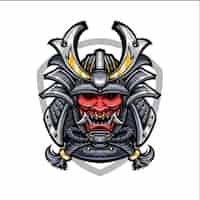 Gratis vector oni masker samurai vector logo