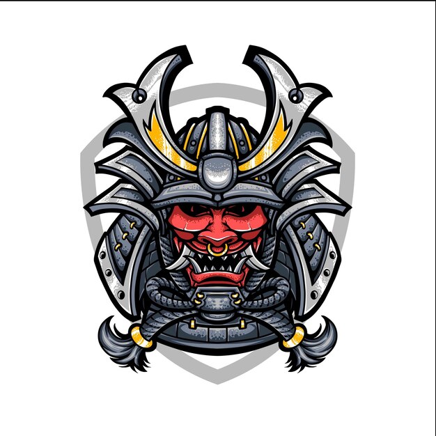 Oni masker samurai vector logo