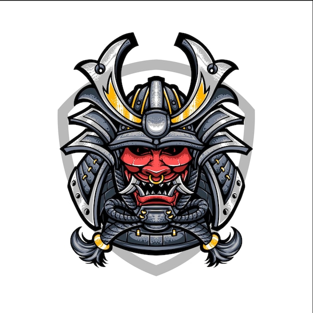 Oni masker samurai vector logo