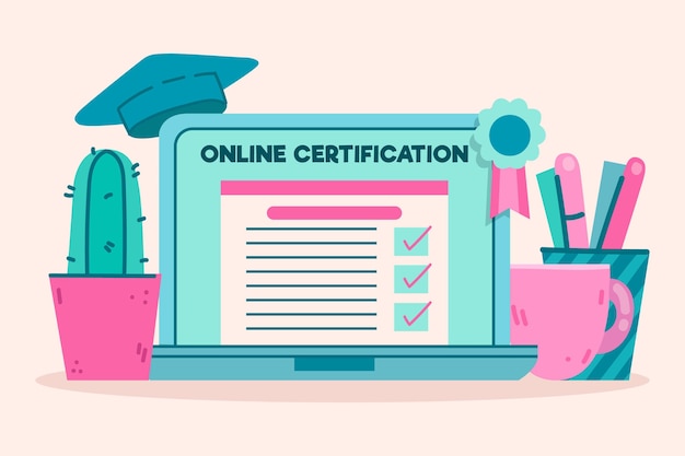 Online certificering illustratie concept