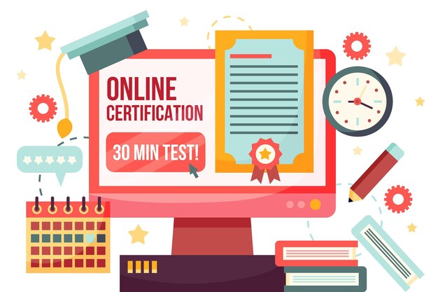 Online certificering met boeken en computer