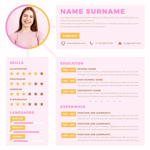 Gratis vector online cv met fotoconcept