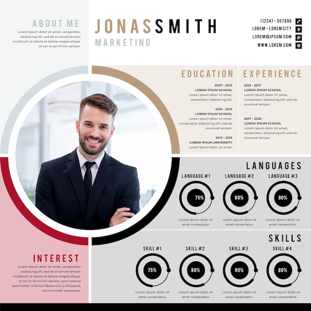 Gratis vector online cv-template met foto