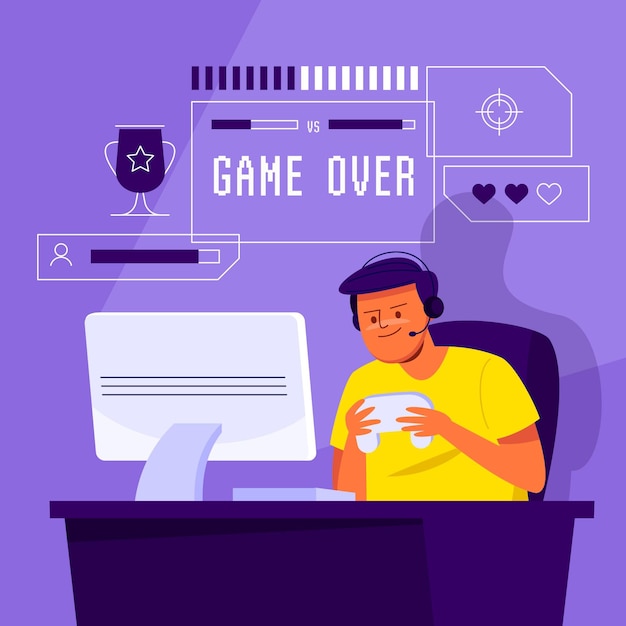 Gratis vector online games concept geïllustreerd