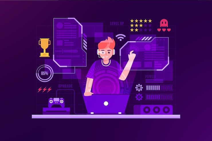Gratis Vector online games concept