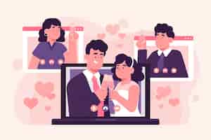 Gratis vector online huwelijksceremonie