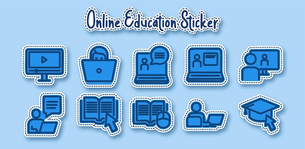 Online leren lijntekeningen sticker