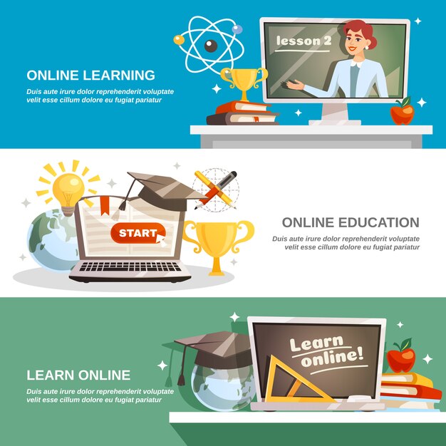 Online onderwijs horizontale banners