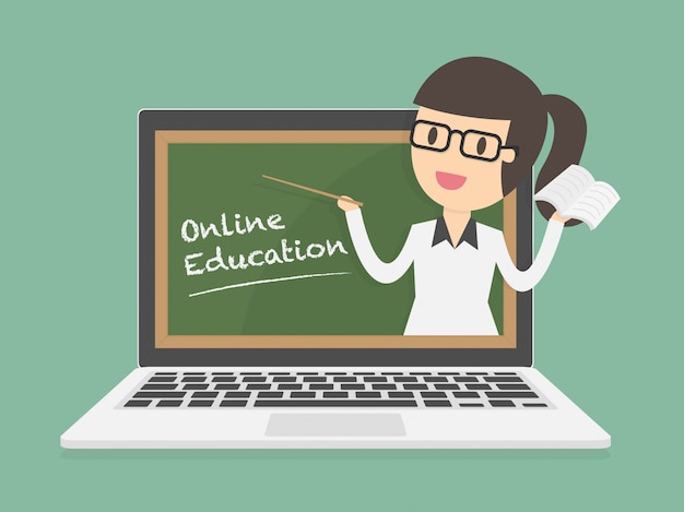 Gratis vector online onderwijs op laptop