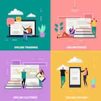 Gratis vector online onderwijs plat