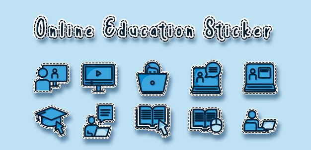 Gratis vector online onderwijs schoolstickers