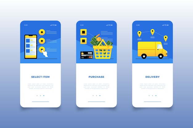 Gratis vector online schermen van mobiele apps kopen