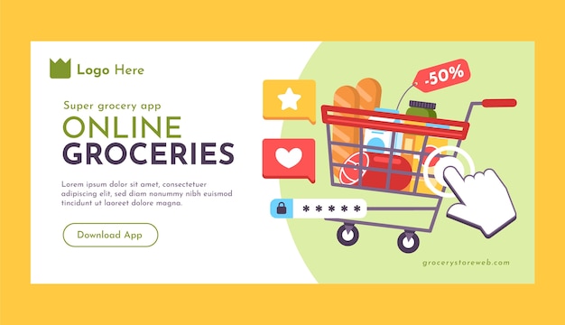 Gratis vector online supermarkt horizontale banner