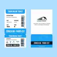 Gratis vector online ticket sjabloon met plat ontwerp