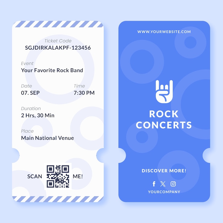 Gratis Vector online ticket sjabloon met plat ontwerp