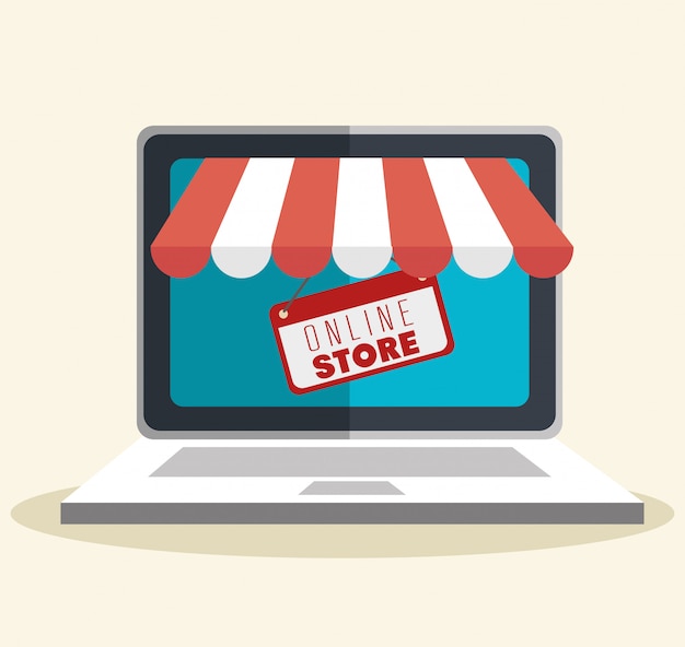 Online winkel winkelen illustratie