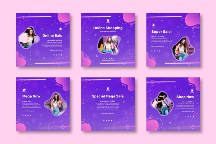 Gratis Vector online winkelen instagram-berichten