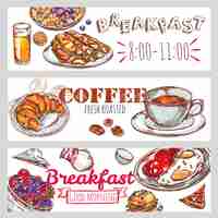 Gratis vector ontbijt banner set