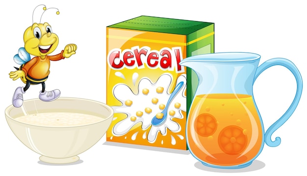 Gratis vector ontbijtgranen en sinaasappelsap