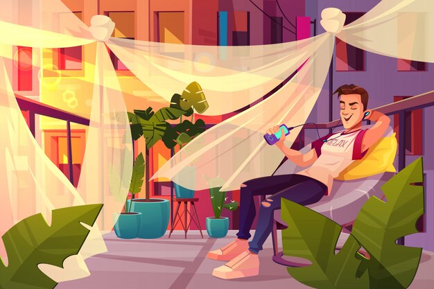 Ontspan en relax in de drukte van de stad cartoon vector concept.