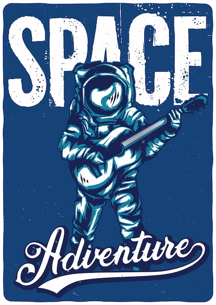 ontwerp illustratie van astronaut met gitaar