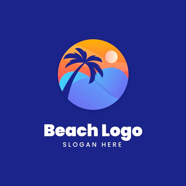 Gratis vector ontwerp met gradiënt strandlogo