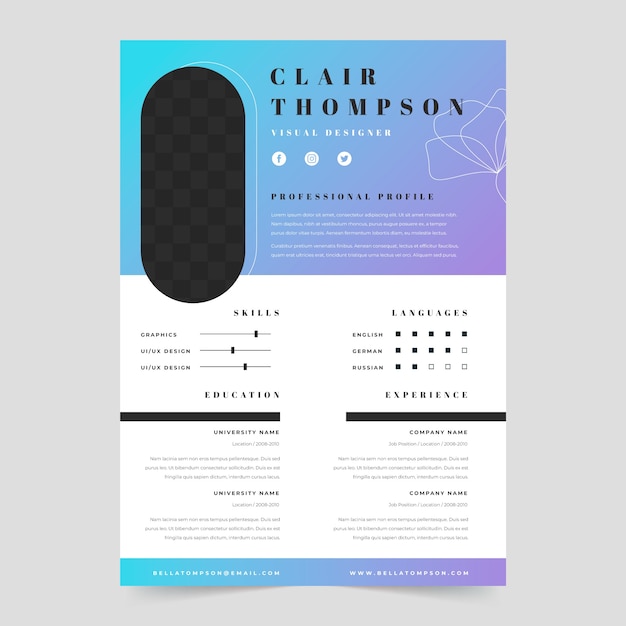 Ontwerp met verloop cv-template