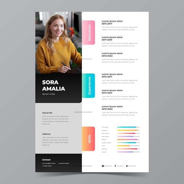 Gratis vector ontwerp met verloop cv-template